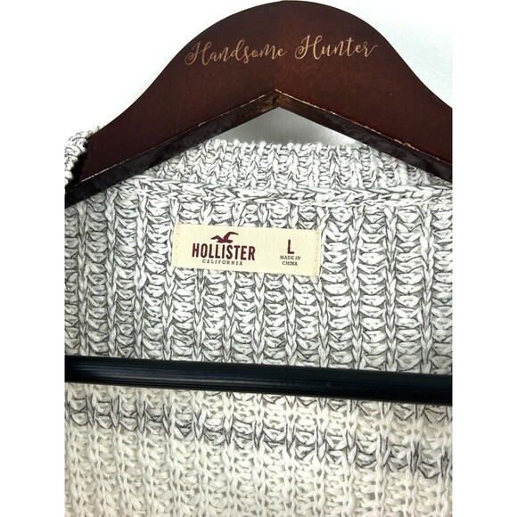 New Hollister Women Oversized Crewneck Sweater Size L Short White Striped 1126U - Picture 10 of 12